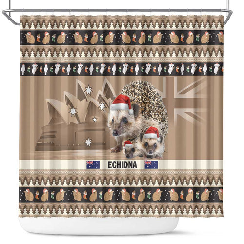 Aussie Echidna Shower Curtain Merry Christmas