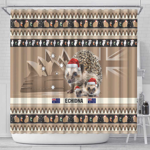 Aussie Echidna Shower Curtain Merry Christmas