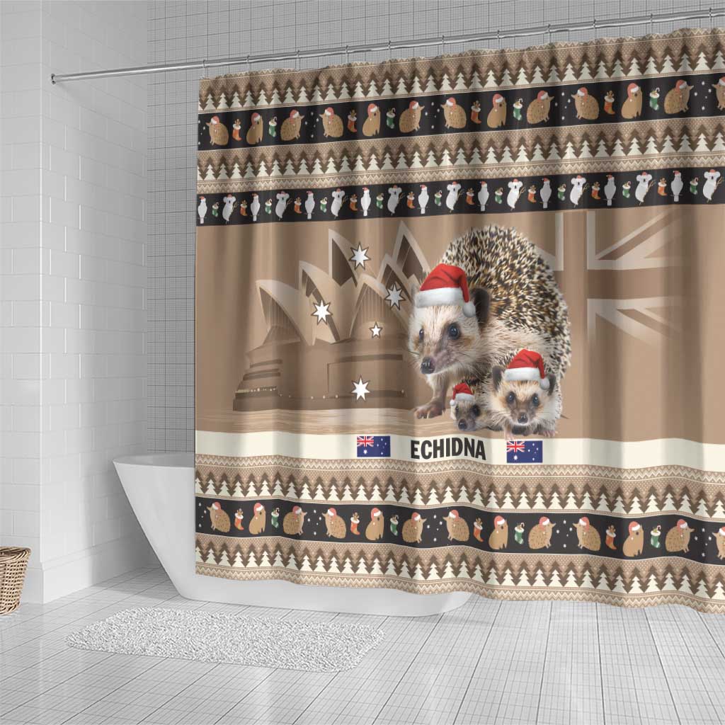 Aussie Echidna Shower Curtain Merry Christmas