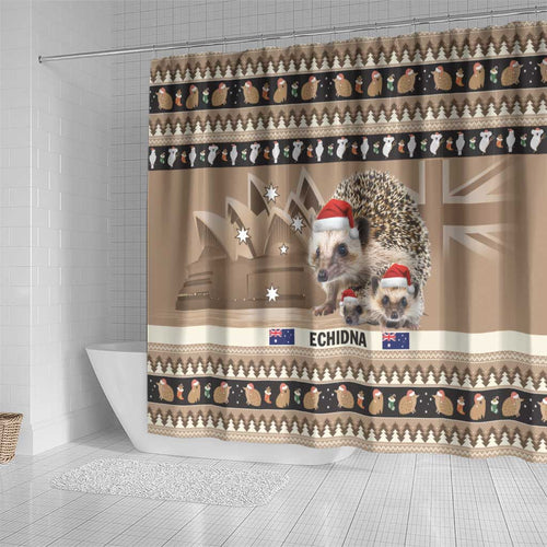 Aussie Echidna Shower Curtain Merry Christmas