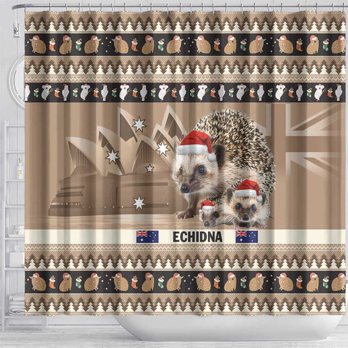 Aussie Echidna Shower Curtain Merry Christmas