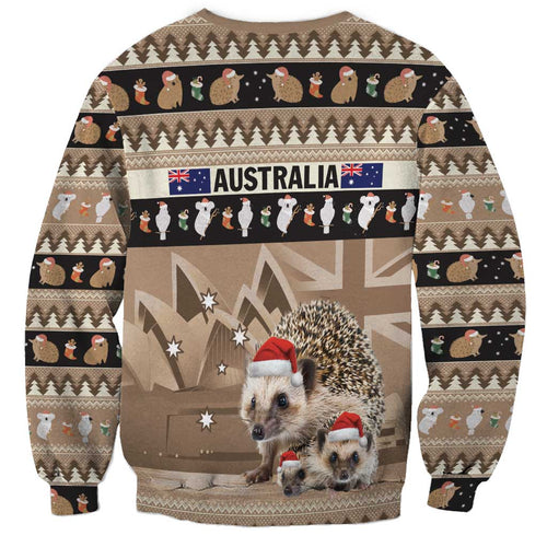 Aussie Echidna Sweatshirt Merry Christmas