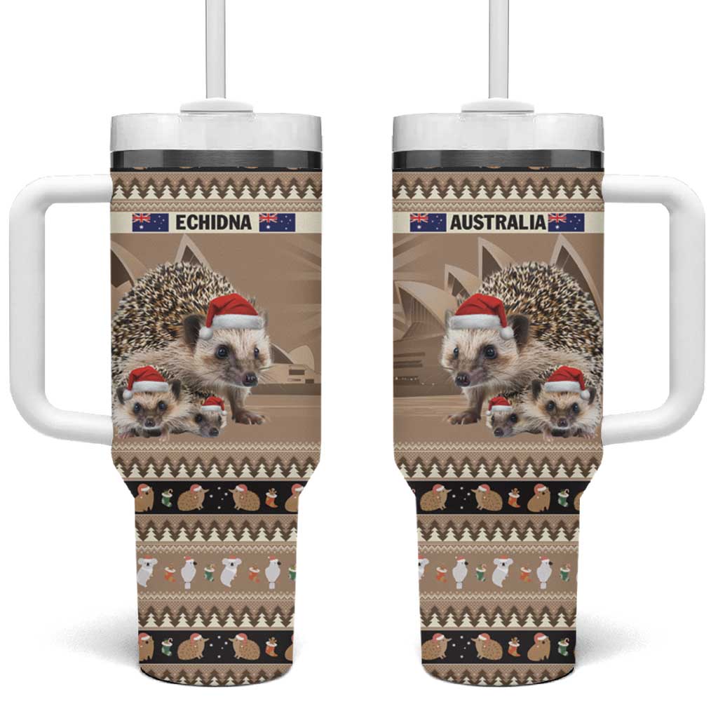 Aussie Echidna Tumbler With Handle Merry Christmas