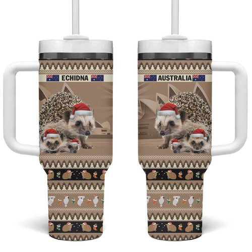 Aussie Echidna Tumbler With Handle Merry Christmas