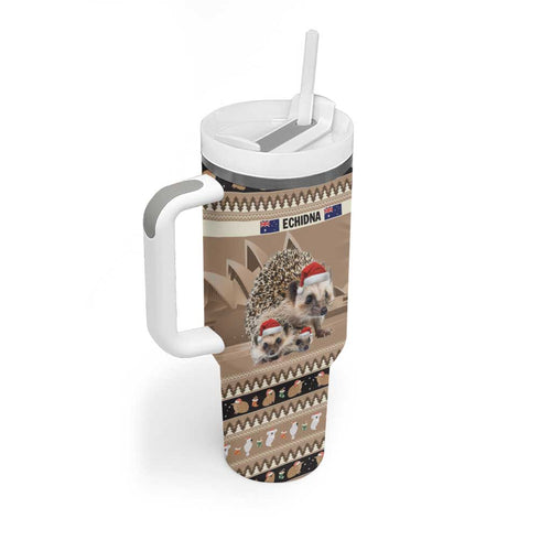 Aussie Echidna Tumbler With Handle Merry Christmas