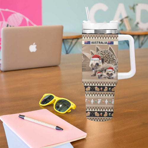 Aussie Echidna Tumbler With Handle Merry Christmas