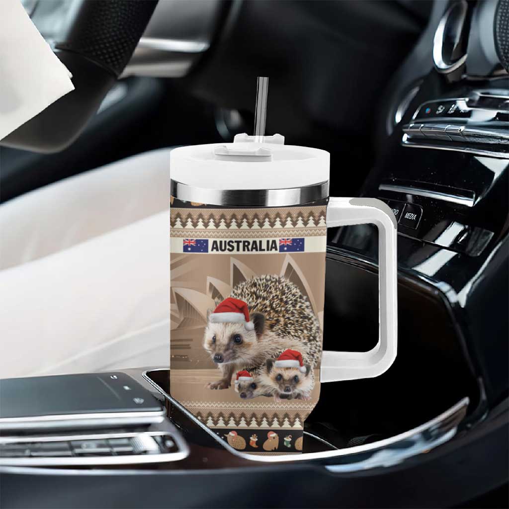 Aussie Echidna Tumbler With Handle Merry Christmas