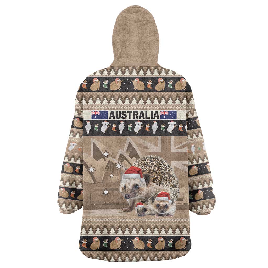 Aussie Echidna Wearable Blanket Hoodie Merry Christmas
