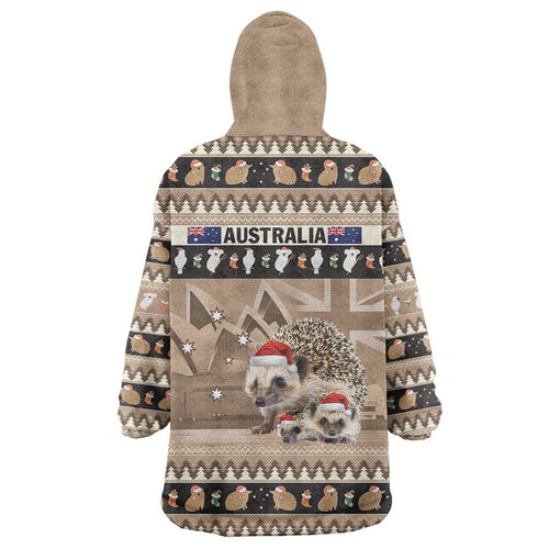 Aussie Echidna Wearable Blanket Hoodie Merry Christmas