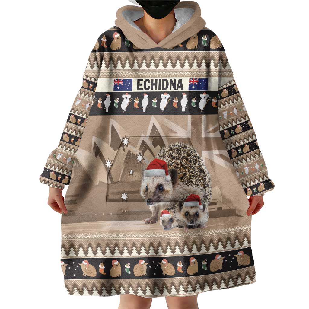 Aussie Echidna Wearable Blanket Hoodie Merry Christmas