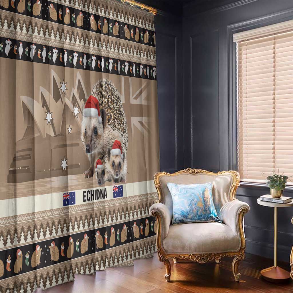 Aussie Echidna Window Curtain Merry Christmas