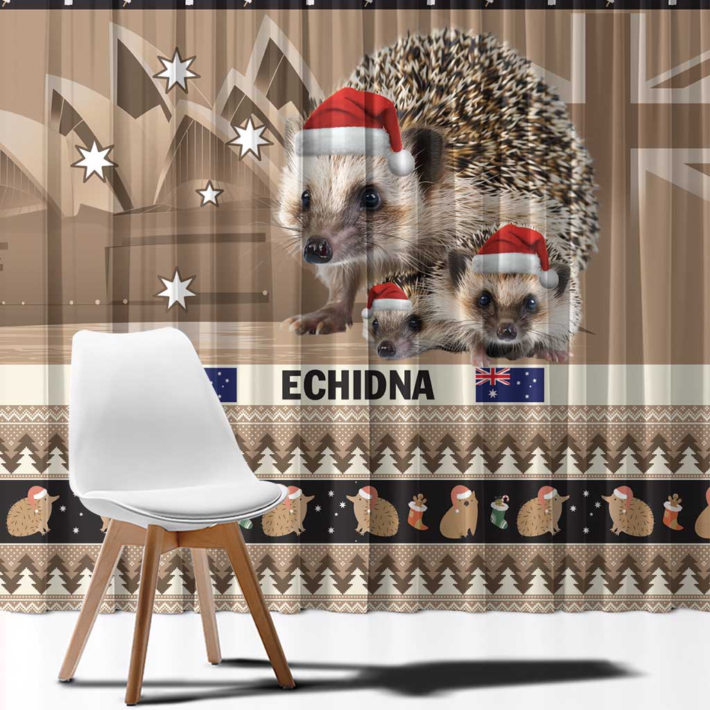 Aussie Echidna Window Curtain Merry Christmas