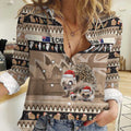 Aussie Echidna Women Casual Shirt Merry Christmas
