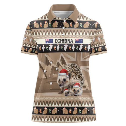 Aussie Echidna Women Polo Shirt Merry Christmas