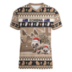 Aussie Echidna Women V-Neck T-Shirt Merry Christmas