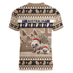 Aussie Echidna Women V-Neck T-Shirt Merry Christmas