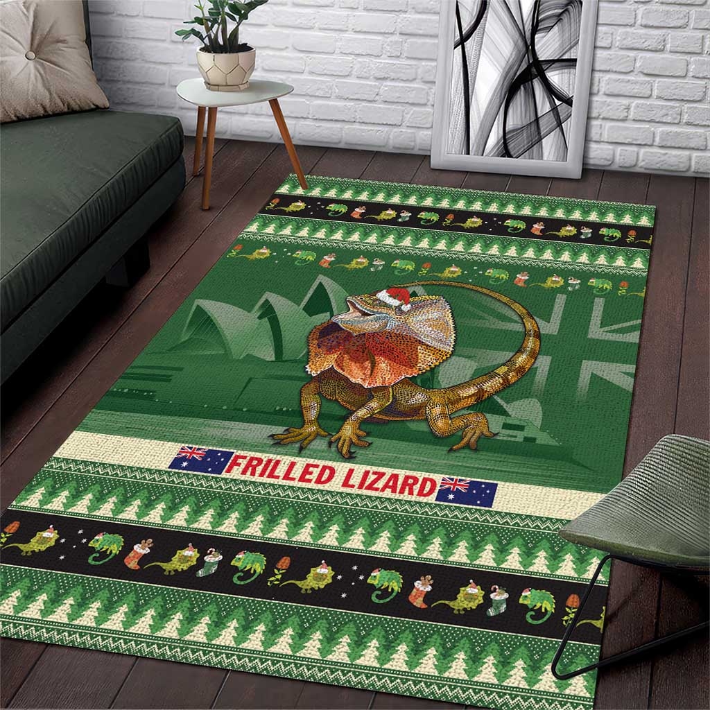 Aussie Frilled Lizard Area Rug Merry Christmas