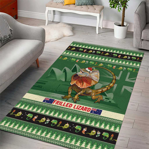 Aussie Frilled Lizard Area Rug Merry Christmas