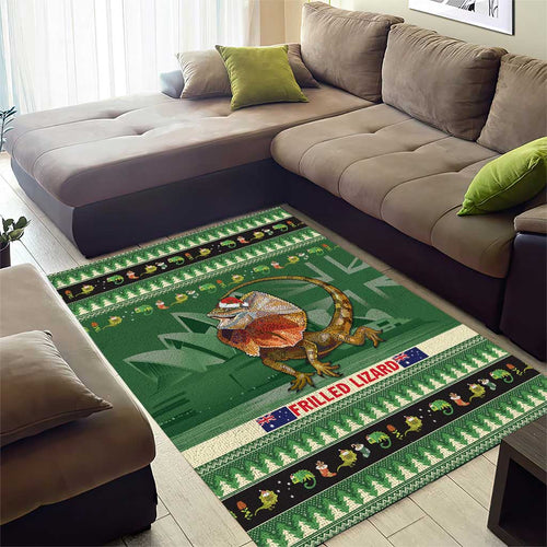 Aussie Frilled Lizard Area Rug Merry Christmas