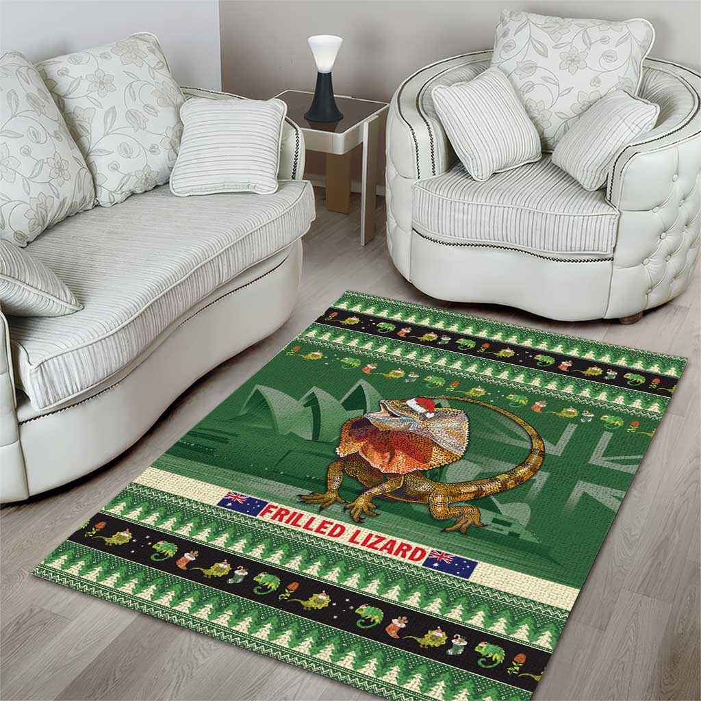 Aussie Frilled Lizard Area Rug Merry Christmas