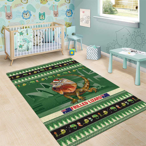 Aussie Frilled Lizard Area Rug Merry Christmas