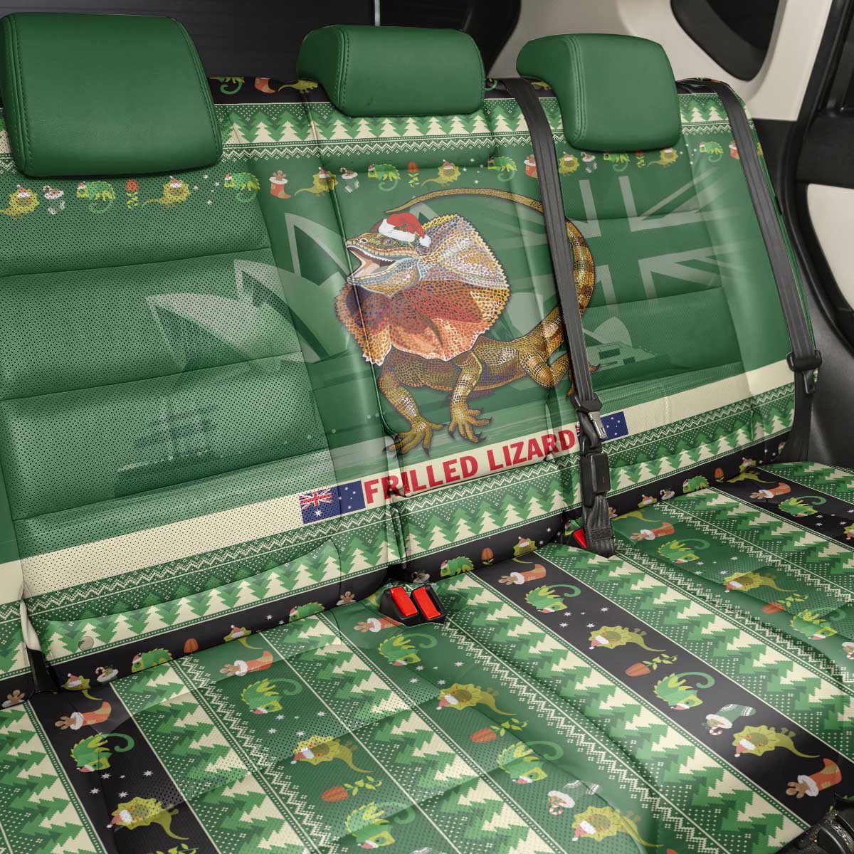 Aussie Frilled Lizard Back Car Seat Cover Merry Christmas