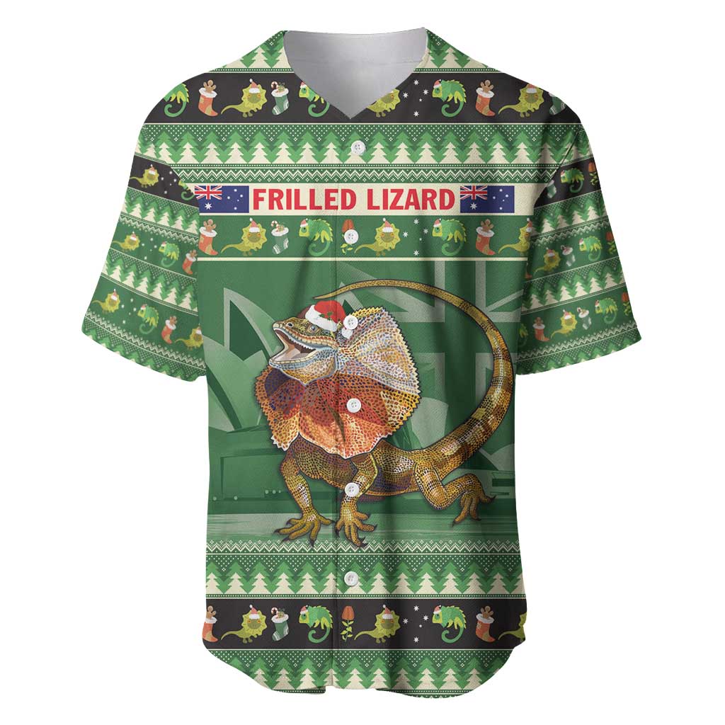 Aussie Frilled Lizard Baseball Jersey Merry Christmas