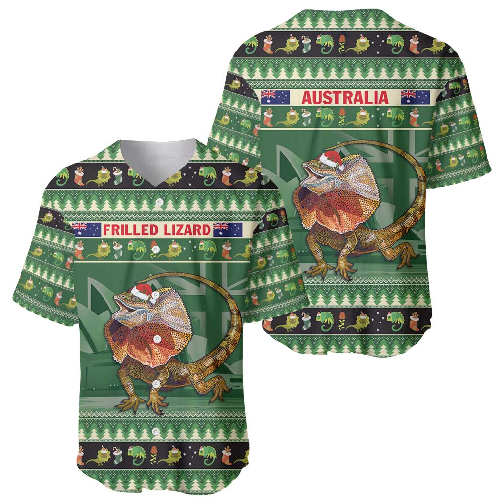Aussie Frilled Lizard Baseball Jersey Merry Christmas
