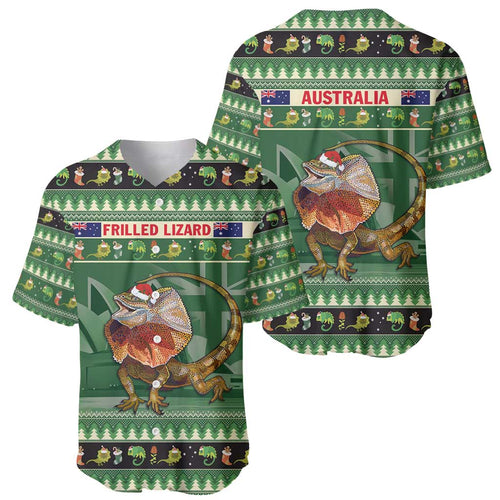 Aussie Frilled Lizard Baseball Jersey Merry Christmas
