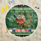 Aussie Frilled Lizard Beach Blanket Merry Christmas