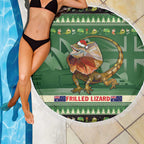 Aussie Frilled Lizard Beach Blanket Merry Christmas