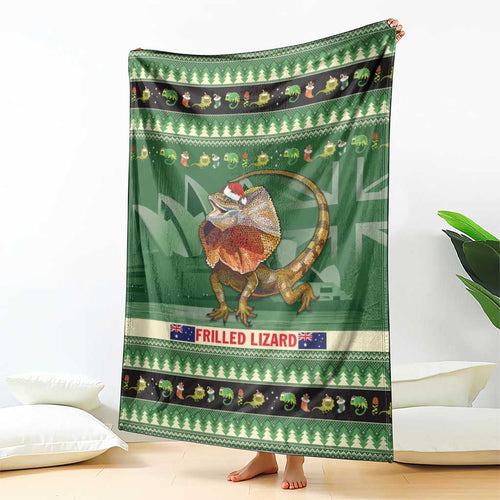 Aussie Frilled Lizard Blanket Merry Christmas