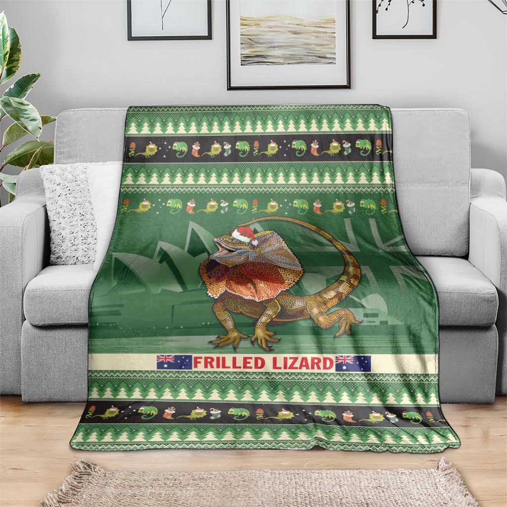 Aussie Frilled Lizard Blanket Merry Christmas