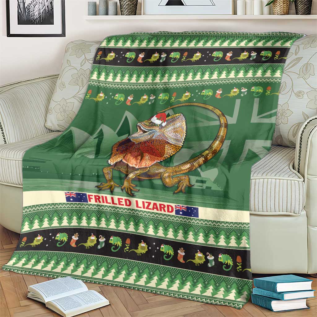 Aussie Frilled Lizard Blanket Merry Christmas