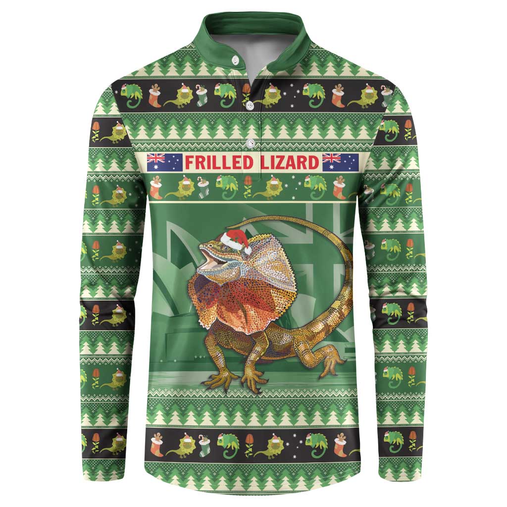 Aussie Frilled Lizard Button Sweatshirt Merry Christmas