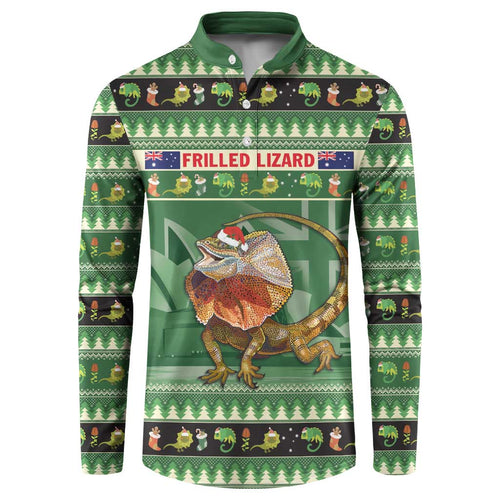 Aussie Frilled Lizard Button Sweatshirt Merry Christmas