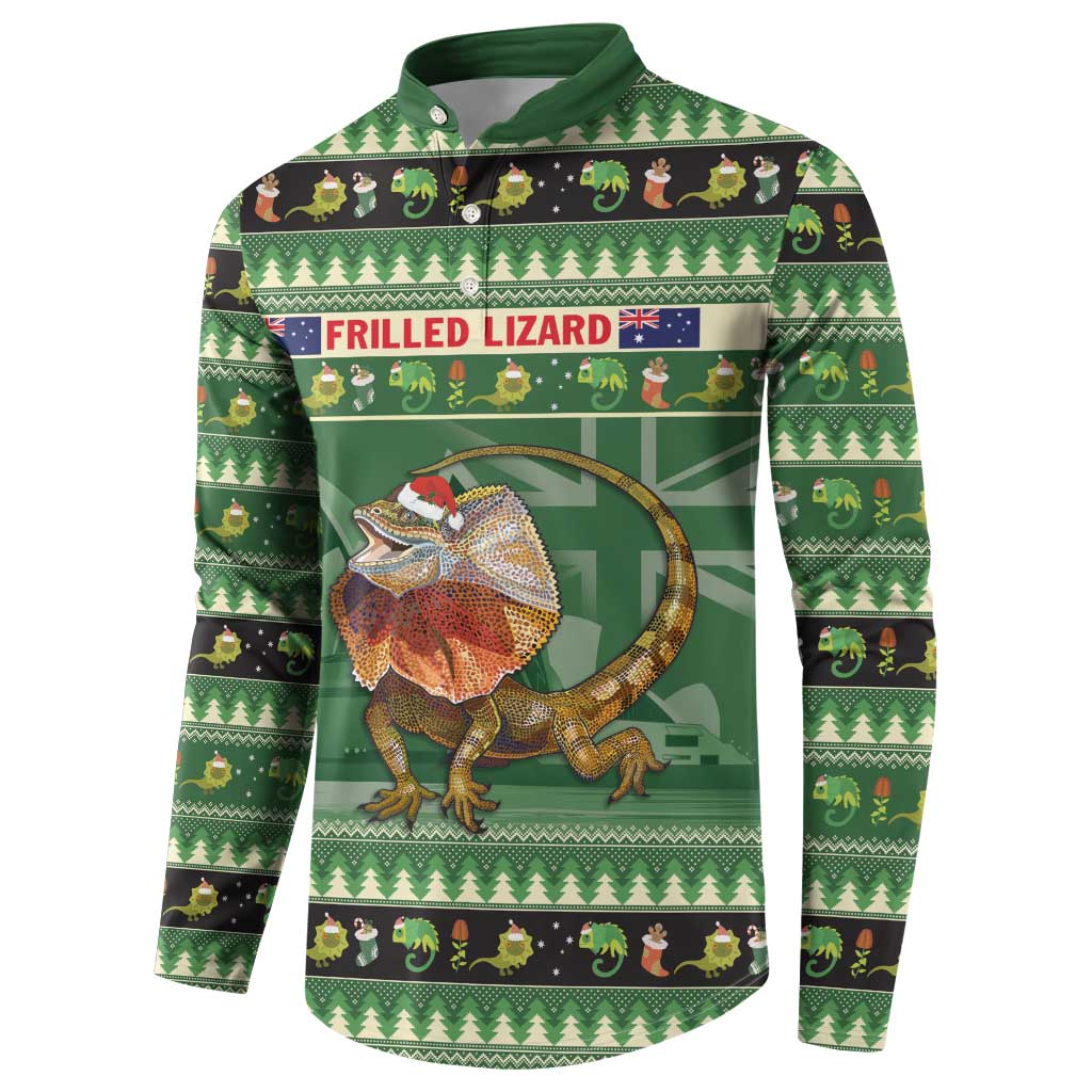 Aussie Frilled Lizard Button Sweatshirt Merry Christmas