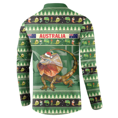 Aussie Frilled Lizard Button Sweatshirt Merry Christmas