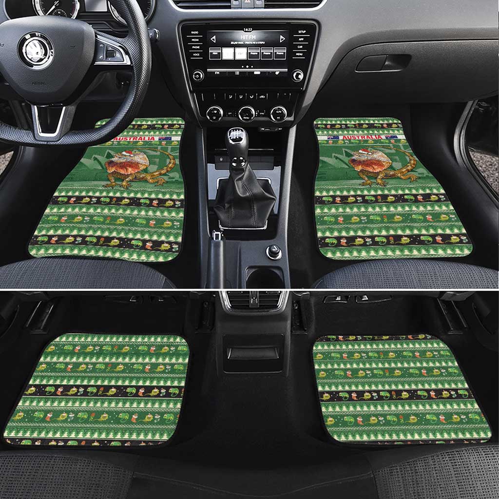 Aussie Frilled Lizard Car Mats Merry Christmas