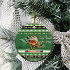 Aussie Frilled Lizard Ceramic Ornament Merry Christmas