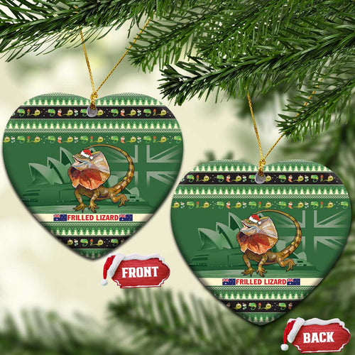 Aussie Frilled Lizard Ceramic Ornament Merry Christmas