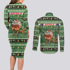 Aussie Frilled Lizard Couples Matching Long Sleeve Bodycon Dress and Long Sleeve Button Shirt Merry Christmas