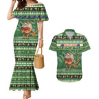 Aussie Frilled Lizard Couples Matching Mermaid Dress and Hawaiian Shirt Merry Christmas