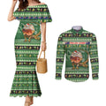 Aussie Frilled Lizard Couples Matching Mermaid Dress and Long Sleeve Button Shirt Merry Christmas