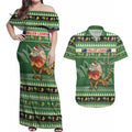 Aussie Frilled Lizard Couples Matching Off Shoulder Maxi Dress and Hawaiian Shirt Merry Christmas