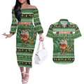 Aussie Frilled Lizard Couples Matching Off The Shoulder Long Sleeve Dress and Hawaiian Shirt Merry Christmas