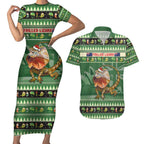 Aussie Frilled Lizard Couples Matching Short Sleeve Bodycon Dress and Hawaiian Shirt Merry Christmas