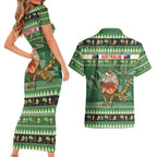 Aussie Frilled Lizard Couples Matching Short Sleeve Bodycon Dress and Hawaiian Shirt Merry Christmas