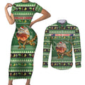 Aussie Frilled Lizard Couples Matching Short Sleeve Bodycon Dress and Long Sleeve Button Shirt Merry Christmas