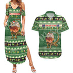 Aussie Frilled Lizard Couples Matching Summer Maxi Dress and Hawaiian Shirt Merry Christmas